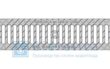 Решетка водоприемная Gidrolica Standart РВ -10.13,6.50 - щелевая чугунная ВЧ оцинкованная, кл. С250