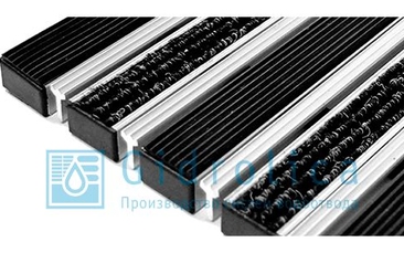 Придверная решетка Gidrolica Step - резина+текстиль+щетка+скребок 390х590мм