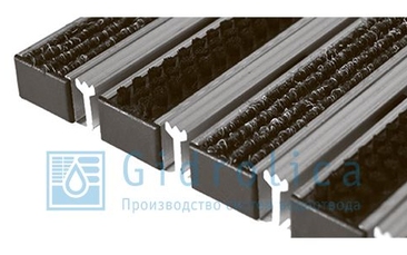 Придверная решетка Gidrolica Step - текстиль+щетка+скребок 390х590мм