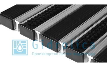 Придверная решетка Gidrolica Step - резина+щетка+скребок 390х590мм