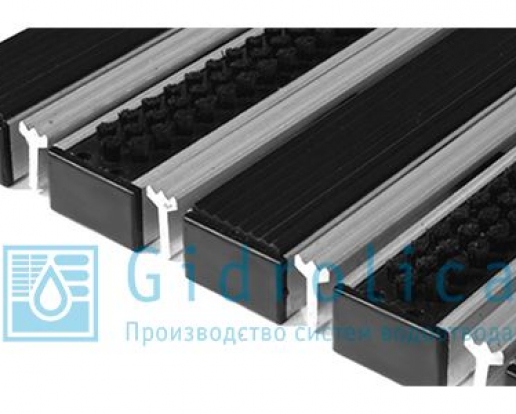 Придверная решетка Gidrolica Step - резина+щетка+скребок 390х590мм