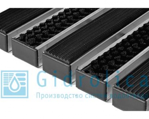 Придверная решетка Gidrolica Step - резина+щетка 390х590мм